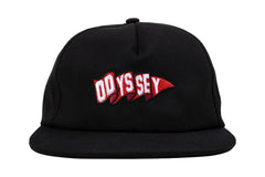 Odyssey Pennant 5-Panel Unstructured Hat (Black with Red/White Embroidery)