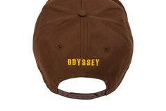 Odyssey Relay 5-Panel Unstructured Hat (Brown with Golden Yellow Embroidery)