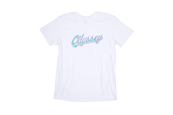 Odyssey Sketch Slugger Tee (White with Teal/Pink Ink)