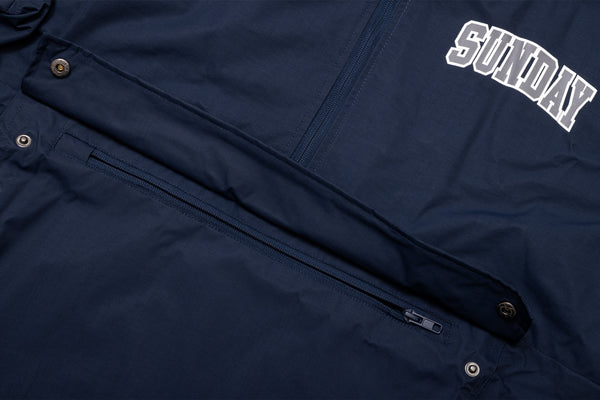 Sunday Blockhead Windbreaker Anorak Jacket (Navy with Gray/White Ink ...