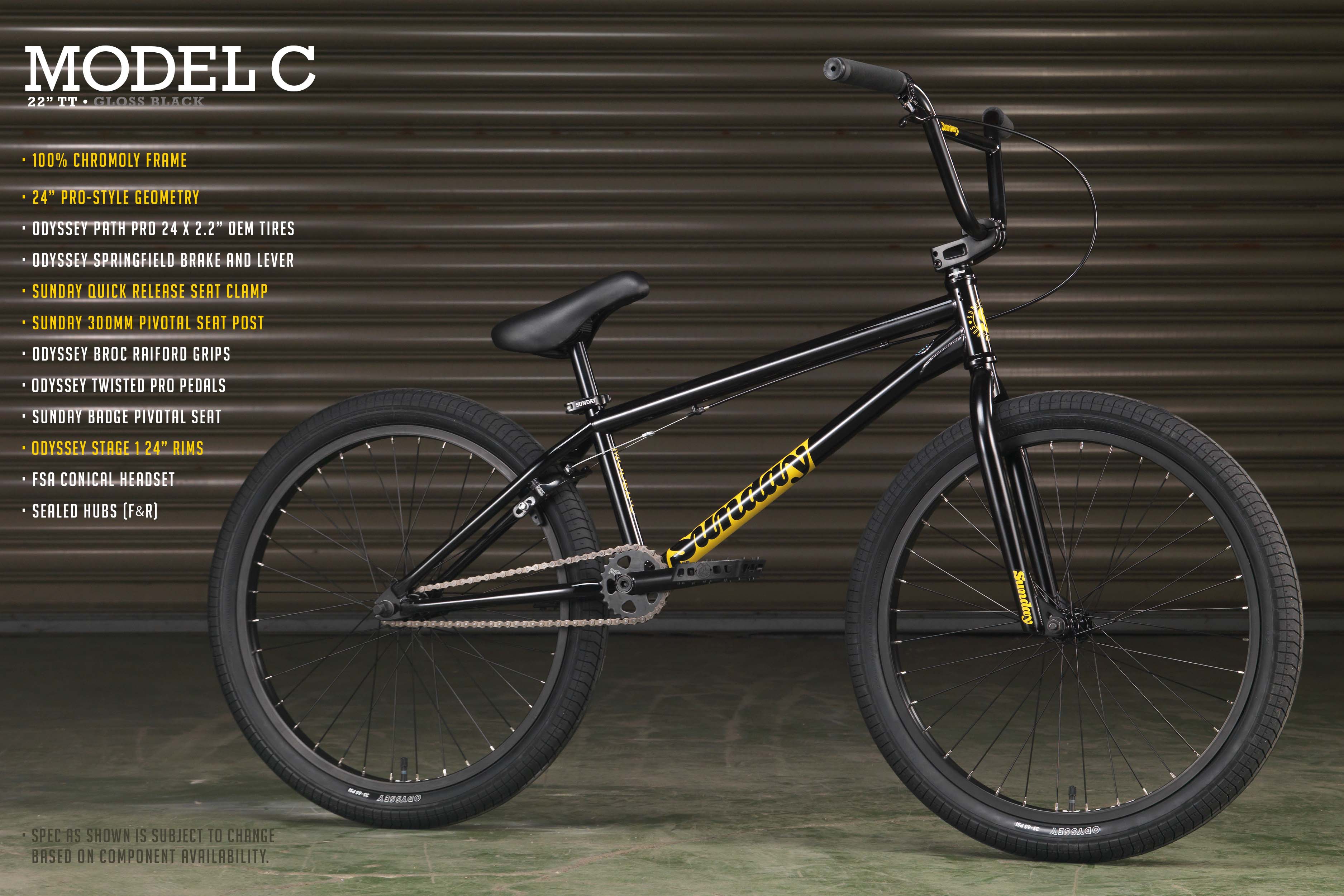 crossbike 24 Sunday Model C 24" (Gloss Black with 22" tt)